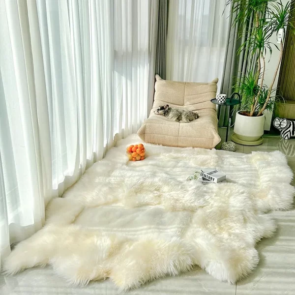 100% Natural Whole Sheepskin Carpet for Living Room Australian Sheepskin Fur Rugs Hairy Carpets Bedroom Fluffy Long Hair Window
