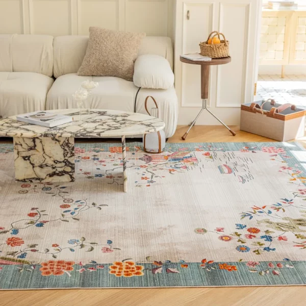 New Chinese Style Living Room Carpets Floral Vintage Large Area Rug for Study Room Thick Anti-skid Floor Mat Bedside Bedroom Rug