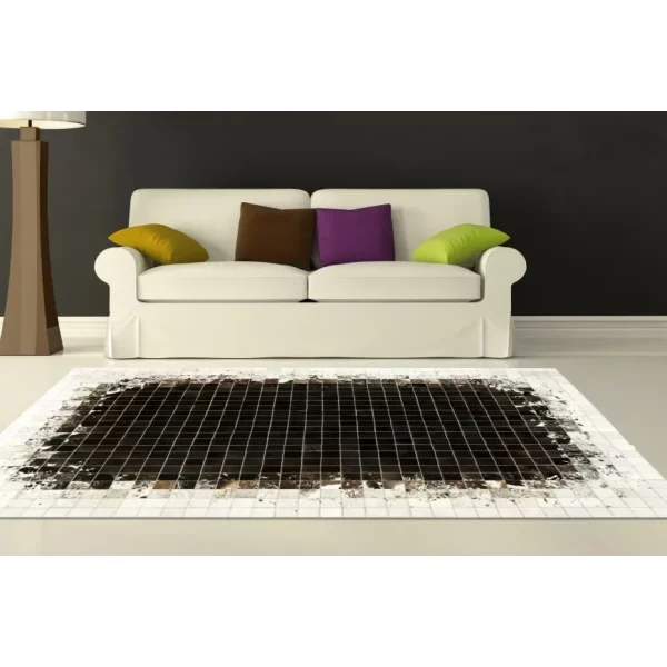 Patchwork Cowhide Rug Mosaik Black-Brown-White CR-49