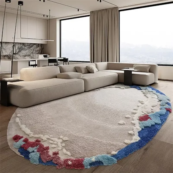 Irregular Oval Wool Carpet For Living Room Handmade Rugs For Bedroom Home Villa Luxury Floor Mat Thick Sofa Table Area Rug